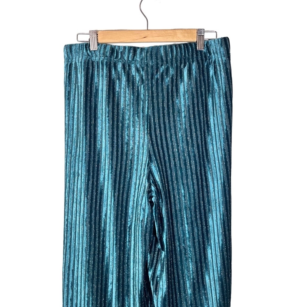 New!! House of Harlow 1960 Emerald Green Velvet Metallic Shimmer Wide Leg Pants